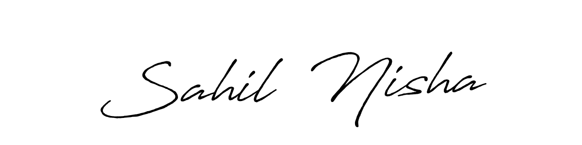 Similarly Antro_Vectra_Bolder is the best handwritten signature design. Signature creator online .You can use it as an online autograph creator for name Sahil  Nisha. Sahil  Nisha signature style 7 images and pictures png