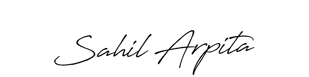 The best way (Antro_Vectra_Bolder) to make a short signature is to pick only two or three words in your name. The name Sahil Arpita include a total of six letters. For converting this name. Sahil Arpita signature style 7 images and pictures png