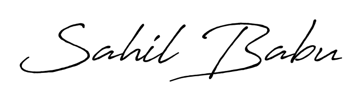 Practice writing Sahil Babu with the flow of Antro_Vectra_Bolder lettering. A fantastic source of inspiration for developing your personal signature style. Sahil Babu signature style 7 images and pictures png