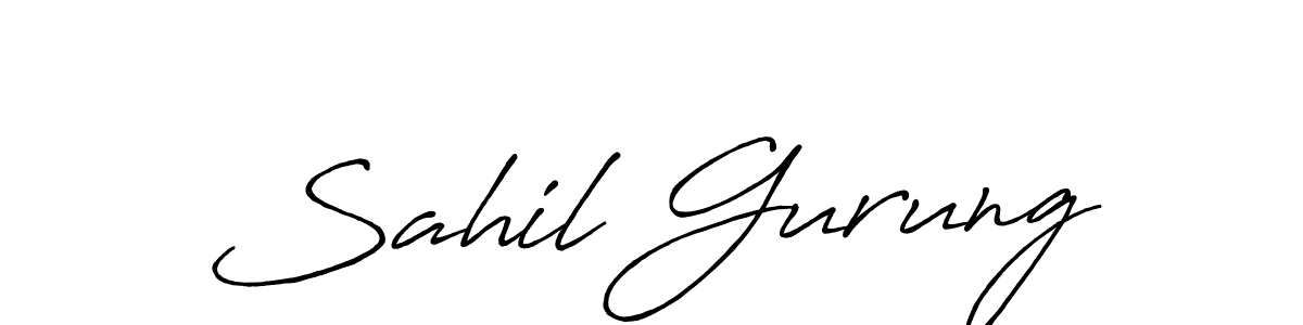You should practise on your own different ways (Antro_Vectra_Bolder) to write your name (Sahil Gurung) in signature. don't let someone else do it for you. Sahil Gurung signature style 7 images and pictures png