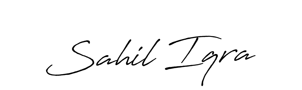 How to make Sahil Iqra name signature. Use Antro_Vectra_Bolder style for creating short signs online. This is the latest handwritten sign. Sahil Iqra signature style 7 images and pictures png