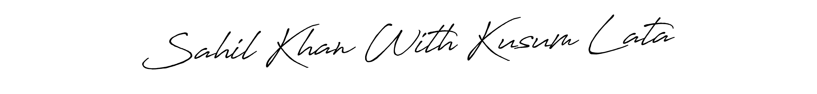 The best way (Antro_Vectra_Bolder) to make a short signature is to pick only two or three words in your name. The name Sahil Khan With Kusum Lata include a total of six letters. For converting this name. Sahil Khan With Kusum Lata signature style 7 images and pictures png