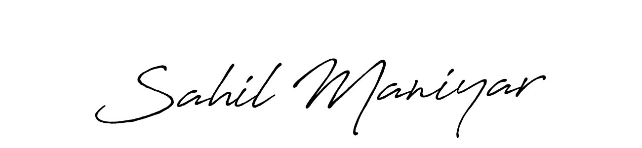 Make a beautiful signature design for name Sahil Maniyar. With this signature (Antro_Vectra_Bolder) style, you can create a handwritten signature for free. Sahil Maniyar signature style 7 images and pictures png