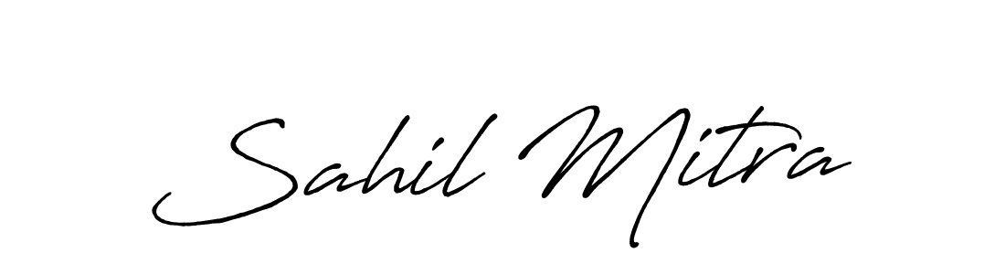 How to make Sahil Mitra name signature. Use Antro_Vectra_Bolder style for creating short signs online. This is the latest handwritten sign. Sahil Mitra signature style 7 images and pictures png