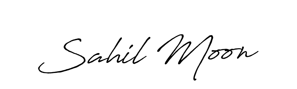 Sahil Moon stylish signature style. Best Handwritten Sign (Antro_Vectra_Bolder) for my name. Handwritten Signature Collection Ideas for my name Sahil Moon. Sahil Moon signature style 7 images and pictures png