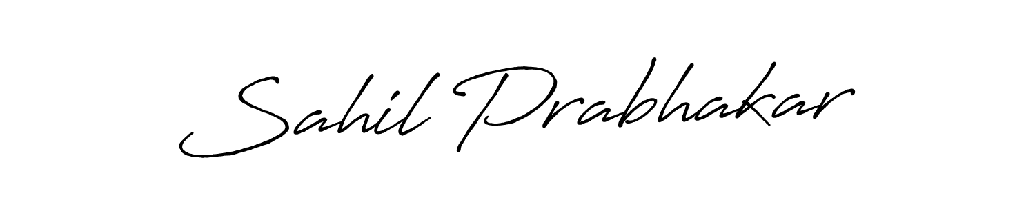 How to make Sahil Prabhakar name signature. Use Antro_Vectra_Bolder style for creating short signs online. This is the latest handwritten sign. Sahil Prabhakar signature style 7 images and pictures png