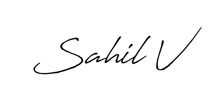 It looks lik you need a new signature style for name Sahil V. Design unique handwritten (Antro_Vectra_Bolder) signature with our free signature maker in just a few clicks. Sahil V signature style 7 images and pictures png