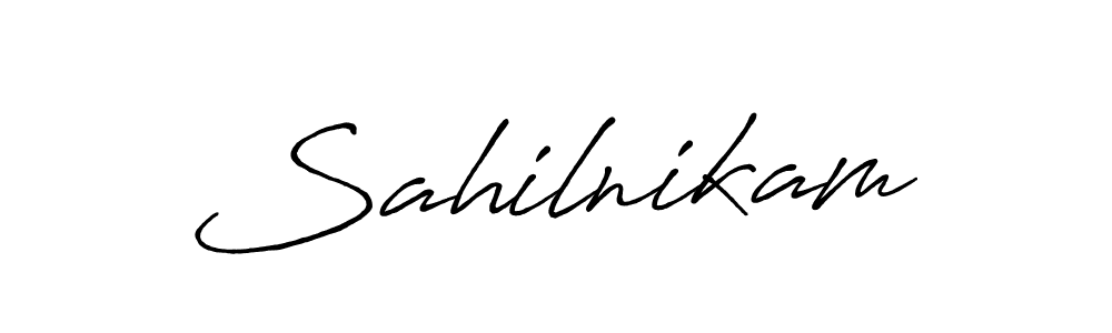 How to make Sahilnikam name signature. Use Antro_Vectra_Bolder style for creating short signs online. This is the latest handwritten sign. Sahilnikam signature style 7 images and pictures png