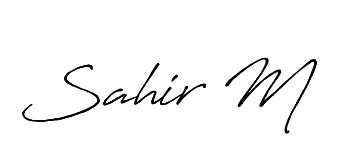 Use a signature maker to create a handwritten signature online. With this signature software, you can design (Antro_Vectra_Bolder) your own signature for name Sahir M. Sahir M signature style 7 images and pictures png