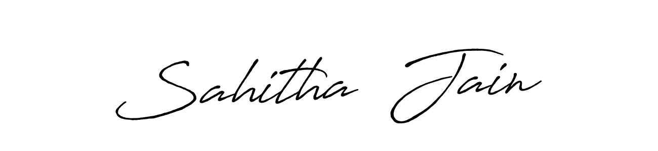 This is the best signature style for the Sahitha  Jain name. Also you like these signature font (Antro_Vectra_Bolder). Mix name signature. Sahitha  Jain signature style 7 images and pictures png