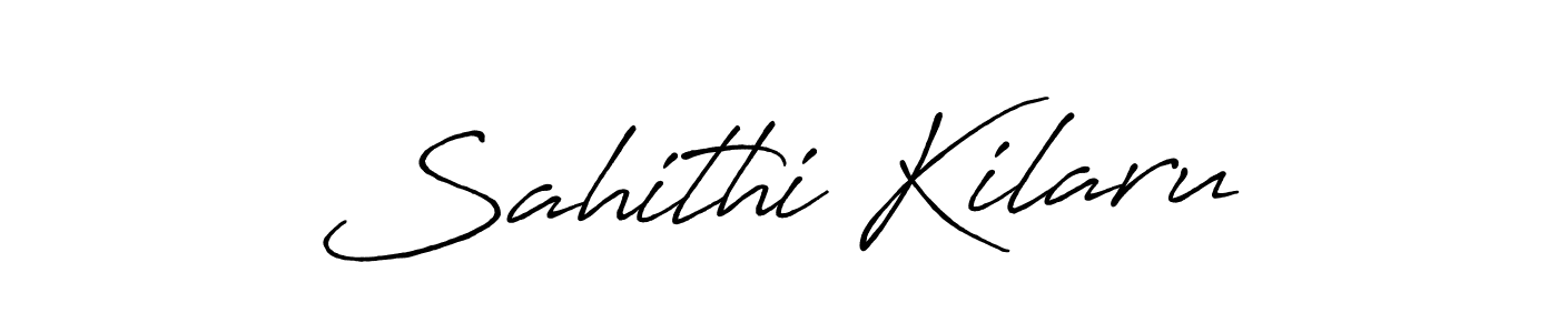 Create a beautiful signature design for name Sahithi Kilaru. With this signature (Antro_Vectra_Bolder) fonts, you can make a handwritten signature for free. Sahithi Kilaru signature style 7 images and pictures png