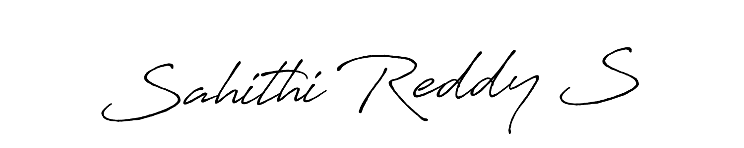 The best way (Antro_Vectra_Bolder) to make a short signature is to pick only two or three words in your name. The name Sahithi Reddy S include a total of six letters. For converting this name. Sahithi Reddy S signature style 7 images and pictures png