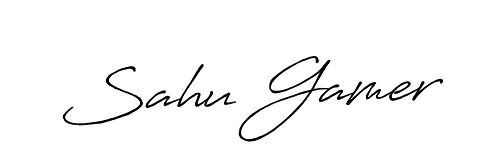 Make a beautiful signature design for name Sahu Gamer. With this signature (Antro_Vectra_Bolder) style, you can create a handwritten signature for free. Sahu Gamer signature style 7 images and pictures png