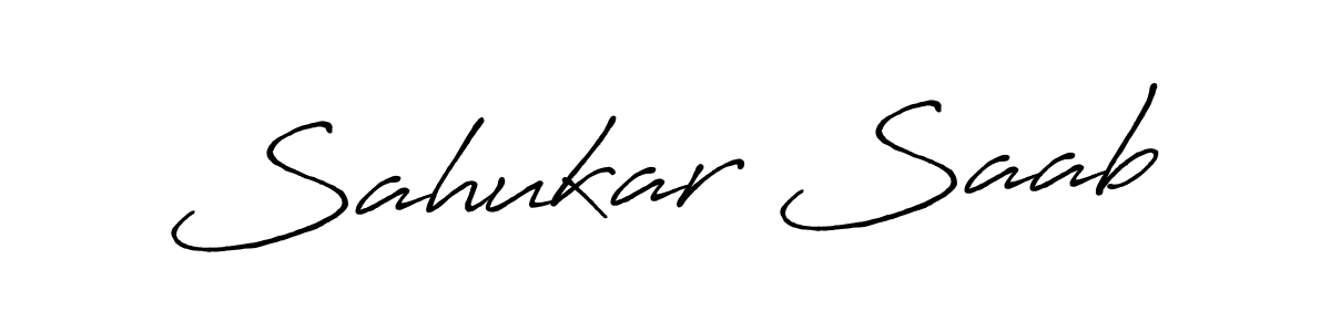 Create a beautiful signature design for name Sahukar Saab. With this signature (Antro_Vectra_Bolder) fonts, you can make a handwritten signature for free. Sahukar Saab signature style 7 images and pictures png