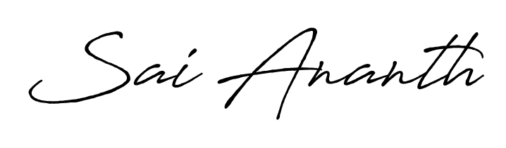 Get inspired by this graceful Antro_Vectra_Bolder signature style for name Sai Ananth. Smooth loops and balanced proportions for everyday use. Sai Ananth signature style 7 images and pictures png