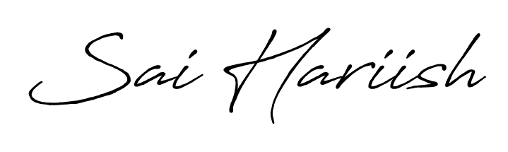 Designed for modern professionals: Sai Hariish name signature crafted with Antro_Vectra_Bolder script. Ready for digital PDF workflows. Sai Hariish signature style 7 images and pictures png