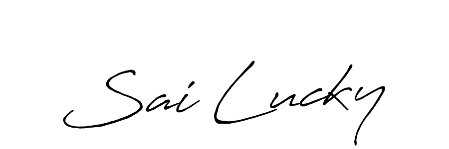 Use a signature maker to create a handwritten signature online. With this signature software, you can design (Antro_Vectra_Bolder) your own signature for name Sai Lucky. Sai Lucky signature style 7 images and pictures png