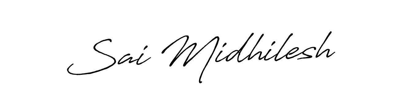 You should practise on your own different ways (Antro_Vectra_Bolder) to write your name (Sai Midhilesh) in signature. don't let someone else do it for you. Sai Midhilesh signature style 7 images and pictures png