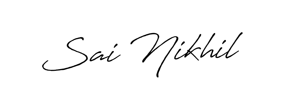 This is the best signature style for the Sai Nikhil name. Also you like these signature font (Antro_Vectra_Bolder). Mix name signature. Sai Nikhil signature style 7 images and pictures png