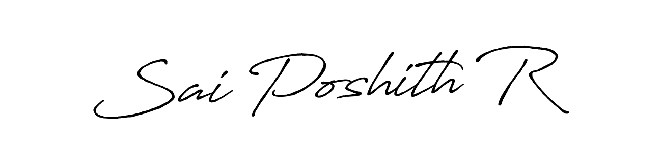 Use a signature maker to create a handwritten signature online. With this signature software, you can design (Antro_Vectra_Bolder) your own signature for name Sai Poshith R. Sai Poshith R signature style 7 images and pictures png