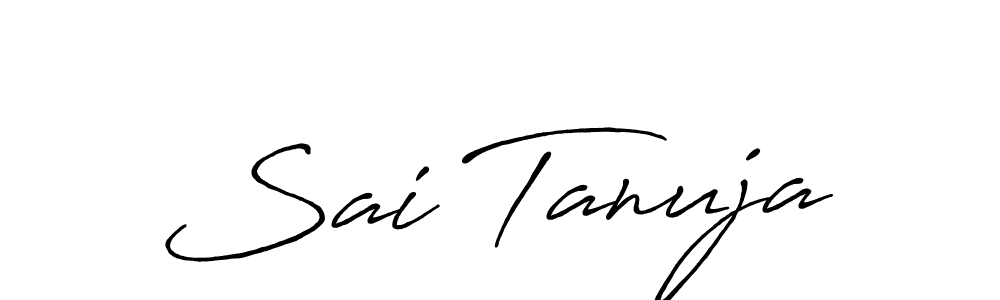 How to make Sai Tanuja name signature. Use Antro_Vectra_Bolder style for creating short signs online. This is the latest handwritten sign. Sai Tanuja signature style 7 images and pictures png