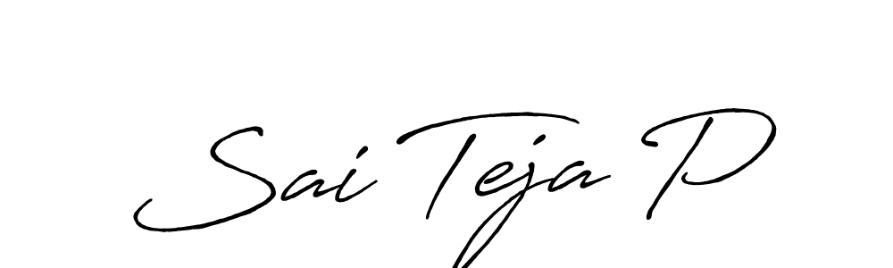How to make Sai Teja P name signature. Use Antro_Vectra_Bolder style for creating short signs online. This is the latest handwritten sign. Sai Teja P signature style 7 images and pictures png