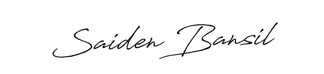 How to make Saiden Bansil name signature. Use Antro_Vectra_Bolder style for creating short signs online. This is the latest handwritten sign. Saiden Bansil signature style 7 images and pictures png