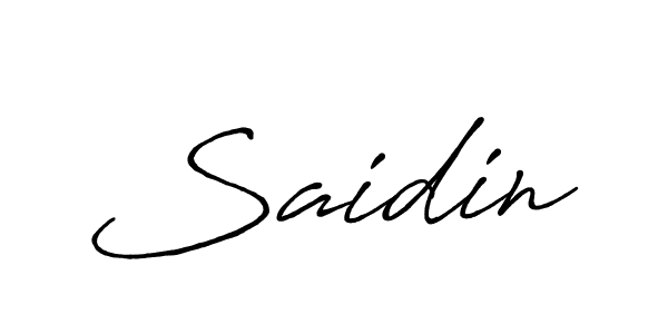 Make a beautiful signature design for name Saidin. With this signature (Antro_Vectra_Bolder) style, you can create a handwritten signature for free. Saidin signature style 7 images and pictures png