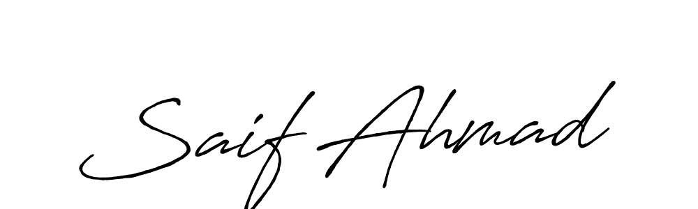 Saif Ahmad stylish signature style. Best Handwritten Sign (Antro_Vectra_Bolder) for my name. Handwritten Signature Collection Ideas for my name Saif Ahmad. Saif Ahmad signature style 7 images and pictures png