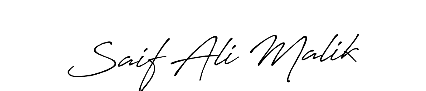 How to make Saif Ali Malik name signature. Use Antro_Vectra_Bolder style for creating short signs online. This is the latest handwritten sign. Saif Ali Malik signature style 7 images and pictures png