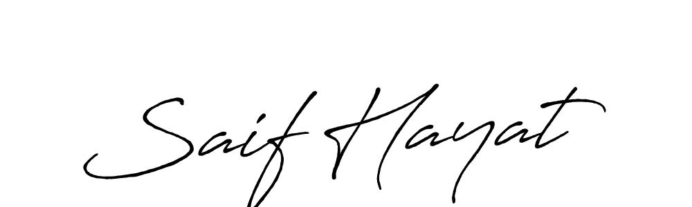 How to make Saif Hayat name signature. Use Antro_Vectra_Bolder style for creating short signs online. This is the latest handwritten sign. Saif Hayat signature style 7 images and pictures png