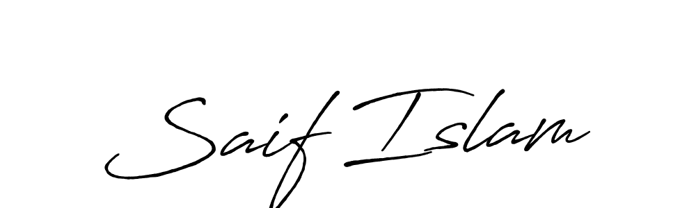 Make a beautiful signature design for name Saif Islam. With this signature (Antro_Vectra_Bolder) style, you can create a handwritten signature for free. Saif Islam signature style 7 images and pictures png