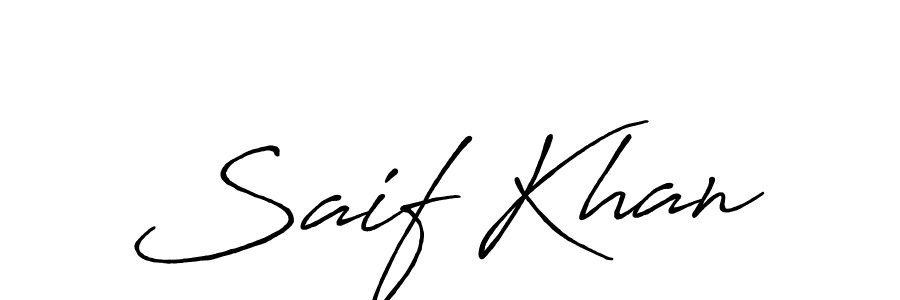 Use a signature maker to create a handwritten signature online. With this signature software, you can design (Antro_Vectra_Bolder) your own signature for name Saif Khan. Saif Khan signature style 7 images and pictures png