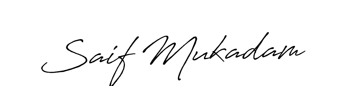 Design your own signature with our free online signature maker. With this signature software, you can create a handwritten (Antro_Vectra_Bolder) signature for name Saif Mukadam. Saif Mukadam signature style 7 images and pictures png