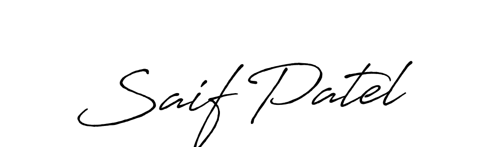 Create a beautiful signature design for name Saif Patel. With this signature (Antro_Vectra_Bolder) fonts, you can make a handwritten signature for free. Saif Patel signature style 7 images and pictures png