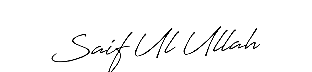 Make a beautiful signature design for name Saif Ul Ullah. With this signature (Antro_Vectra_Bolder) style, you can create a handwritten signature for free. Saif Ul Ullah signature style 7 images and pictures png