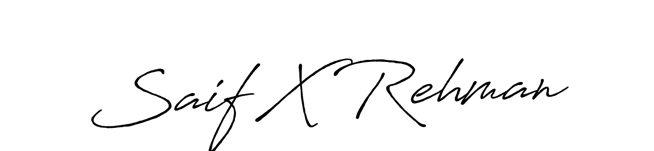 How to make Saif X Rehman name signature. Use Antro_Vectra_Bolder style for creating short signs online. This is the latest handwritten sign. Saif X Rehman signature style 7 images and pictures png