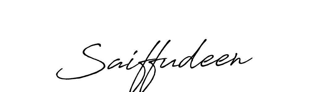 Use a signature maker to create a handwritten signature online. With this signature software, you can design (Antro_Vectra_Bolder) your own signature for name Saiffudeen. Saiffudeen signature style 7 images and pictures png