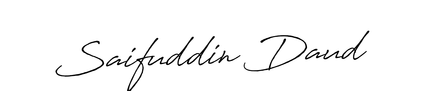 Use a signature maker to create a handwritten signature online. With this signature software, you can design (Antro_Vectra_Bolder) your own signature for name Saifuddin Daud. Saifuddin Daud signature style 7 images and pictures png