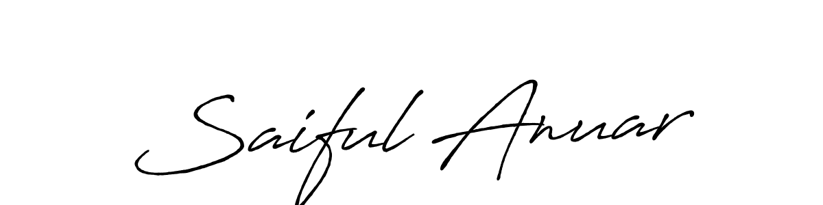 Design your own signature with our free online signature maker. With this signature software, you can create a handwritten (Antro_Vectra_Bolder) signature for name Saiful Anuar. Saiful Anuar signature style 7 images and pictures png