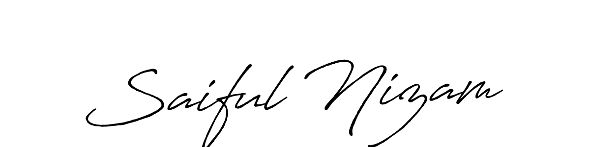 Saiful Nizam stylish signature style. Best Handwritten Sign (Antro_Vectra_Bolder) for my name. Handwritten Signature Collection Ideas for my name Saiful Nizam. Saiful Nizam signature style 7 images and pictures png