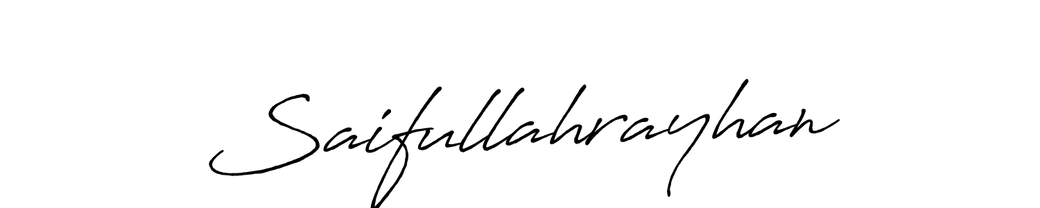 How to make Saifullahrayhan name signature. Use Antro_Vectra_Bolder style for creating short signs online. This is the latest handwritten sign. Saifullahrayhan signature style 7 images and pictures png
