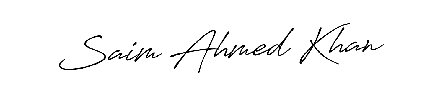 Saim Ahmed Khan stylish signature style. Best Handwritten Sign (Antro_Vectra_Bolder) for my name. Handwritten Signature Collection Ideas for my name Saim Ahmed Khan. Saim Ahmed Khan signature style 7 images and pictures png