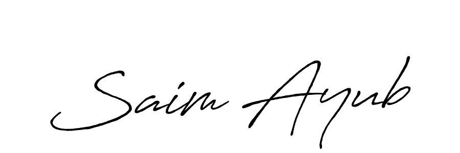 The best way (Antro_Vectra_Bolder) to make a short signature is to pick only two or three words in your name. The name Saim Ayub include a total of six letters. For converting this name. Saim Ayub signature style 7 images and pictures png