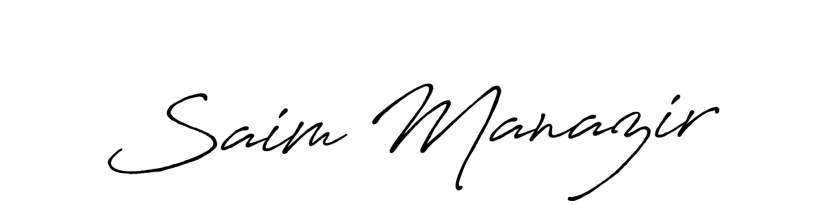 How to make Saim Manazir name signature. Use Antro_Vectra_Bolder style for creating short signs online. This is the latest handwritten sign. Saim Manazir signature style 7 images and pictures png