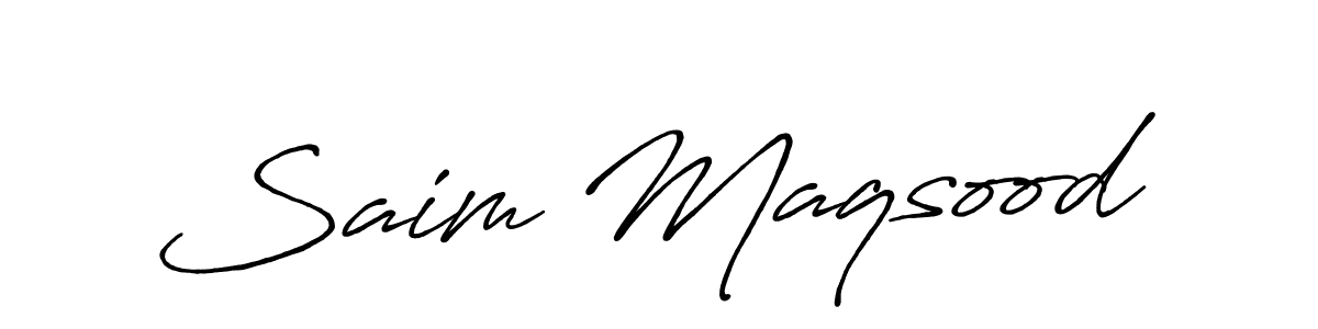 Design your own signature with our free online signature maker. With this signature software, you can create a handwritten (Antro_Vectra_Bolder) signature for name Saim Maqsood. Saim Maqsood signature style 7 images and pictures png