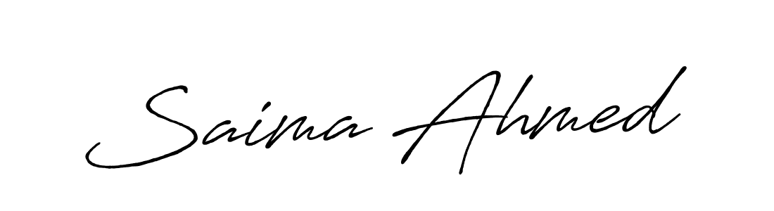 The best way (Antro_Vectra_Bolder) to make a short signature is to pick only two or three words in your name. The name Saima Ahmed include a total of six letters. For converting this name. Saima Ahmed signature style 7 images and pictures png