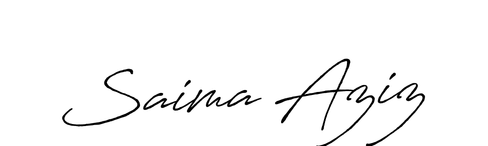 The best way (Antro_Vectra_Bolder) to make a short signature is to pick only two or three words in your name. The name Saima Aziz include a total of six letters. For converting this name. Saima Aziz signature style 7 images and pictures png
