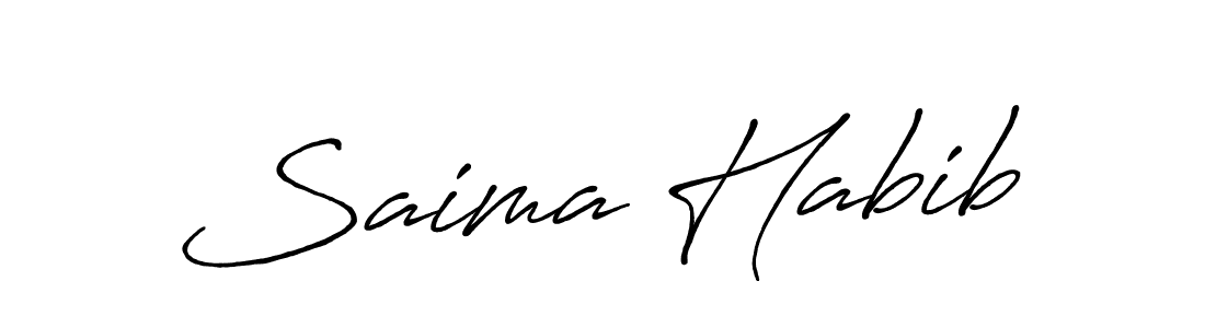 Use a signature maker to create a handwritten signature online. With this signature software, you can design (Antro_Vectra_Bolder) your own signature for name Saima Habib. Saima Habib signature style 7 images and pictures png