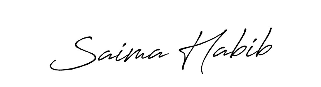 Use a signature maker to create a handwritten signature online. With this signature software, you can design (Antro_Vectra_Bolder) your own signature for name Saima Habib. Saima Habib signature style 7 images and pictures png